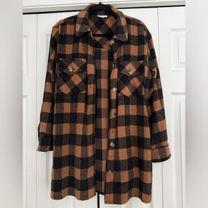 Plaid Shacket in Black and Brown